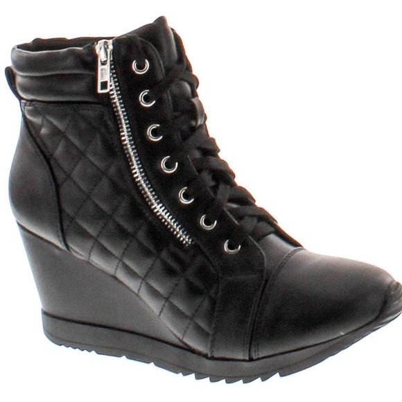New Sporty High Top Wedge Bootie - Picture 1 of 5